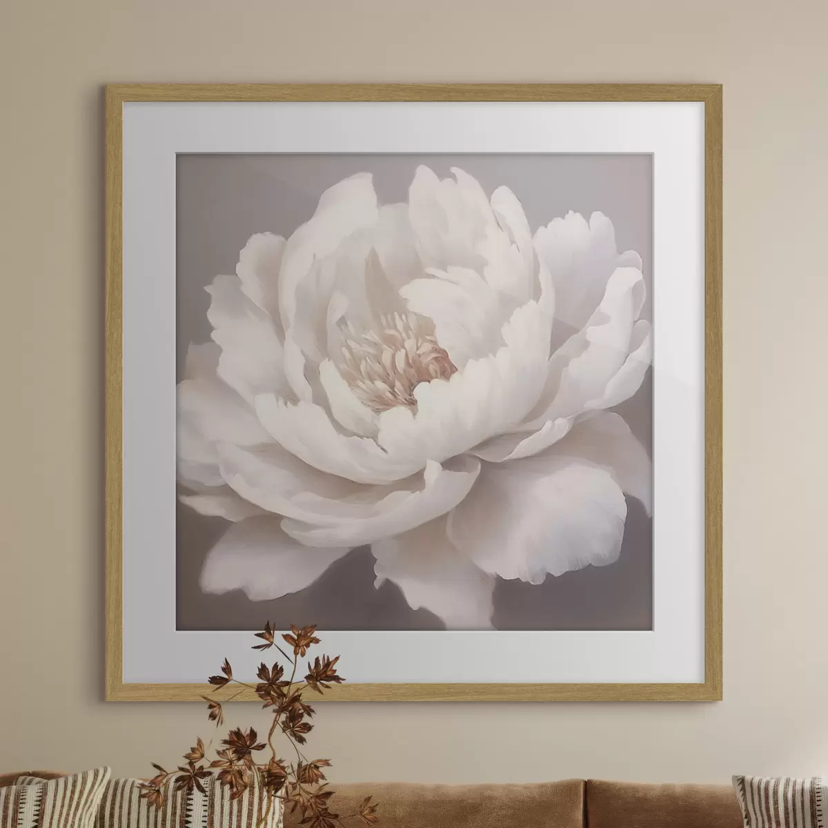 Plakat Duża biała piwonia f42637