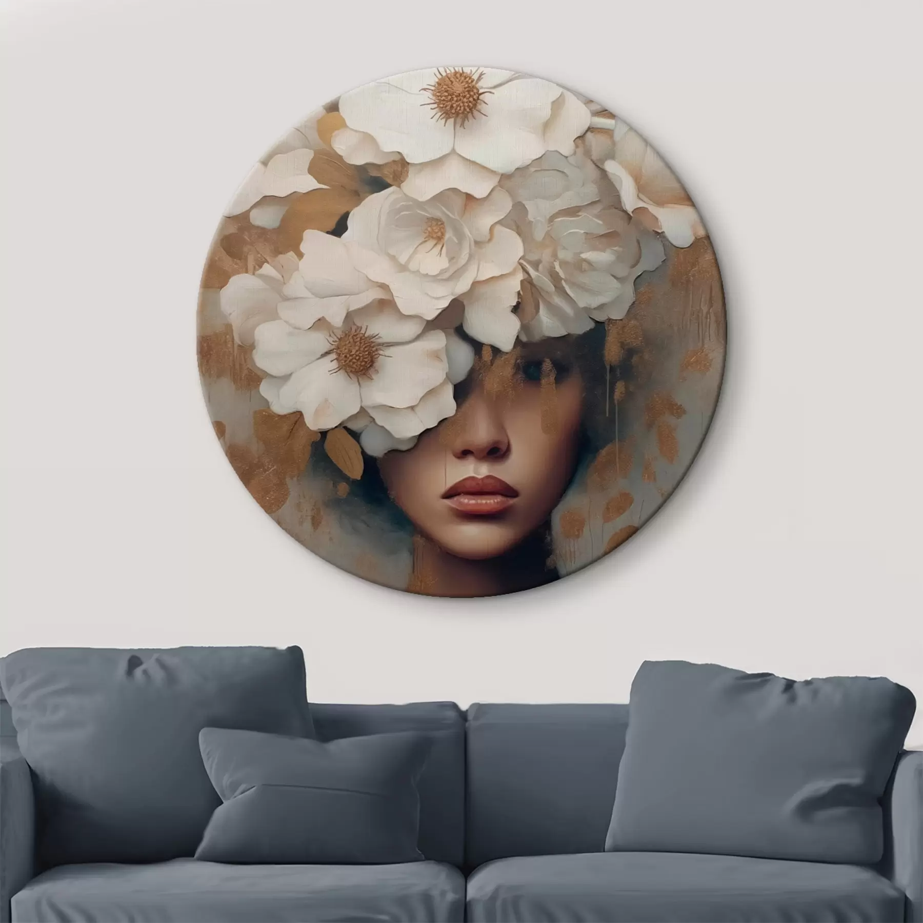 Obraz Portret z białymi kwiatami r42664