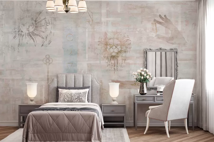 Fototapeta Tapeta w stylu grunge z wzorami w stylu vintage w02131