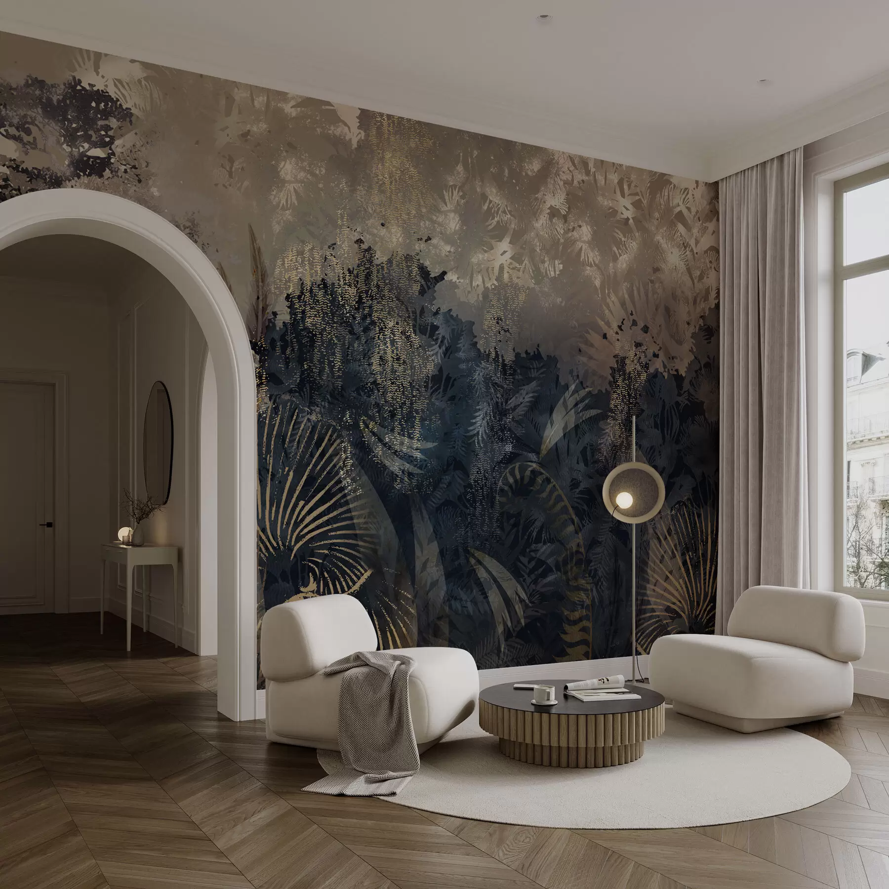 Fototapeta Magiczna Afryka z lasem deszczowym i elementami wektorowymi z brązowym odcieniem w02643v1