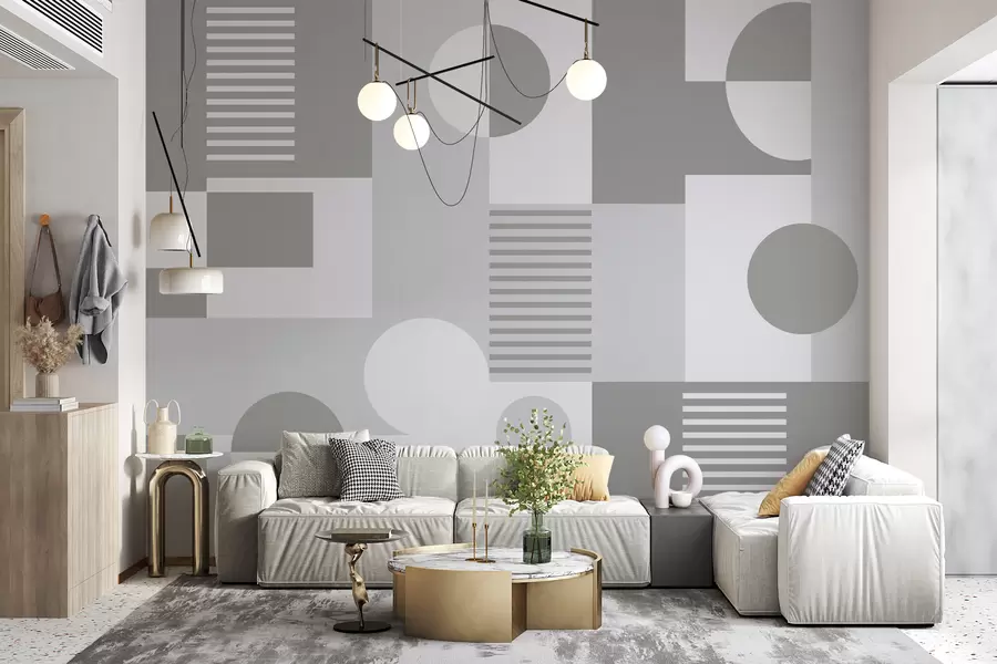 Fototapeta Geometryczne kształty w kolorze niebieskim i szarym w02916