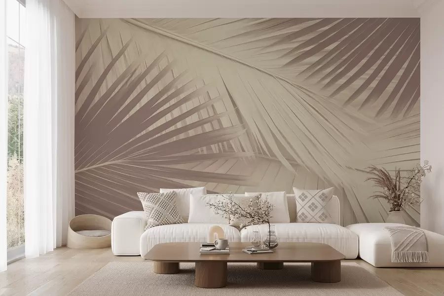 Fototapeta Abstrakcyjne liście palmy w delikatnych odcieniach w08677