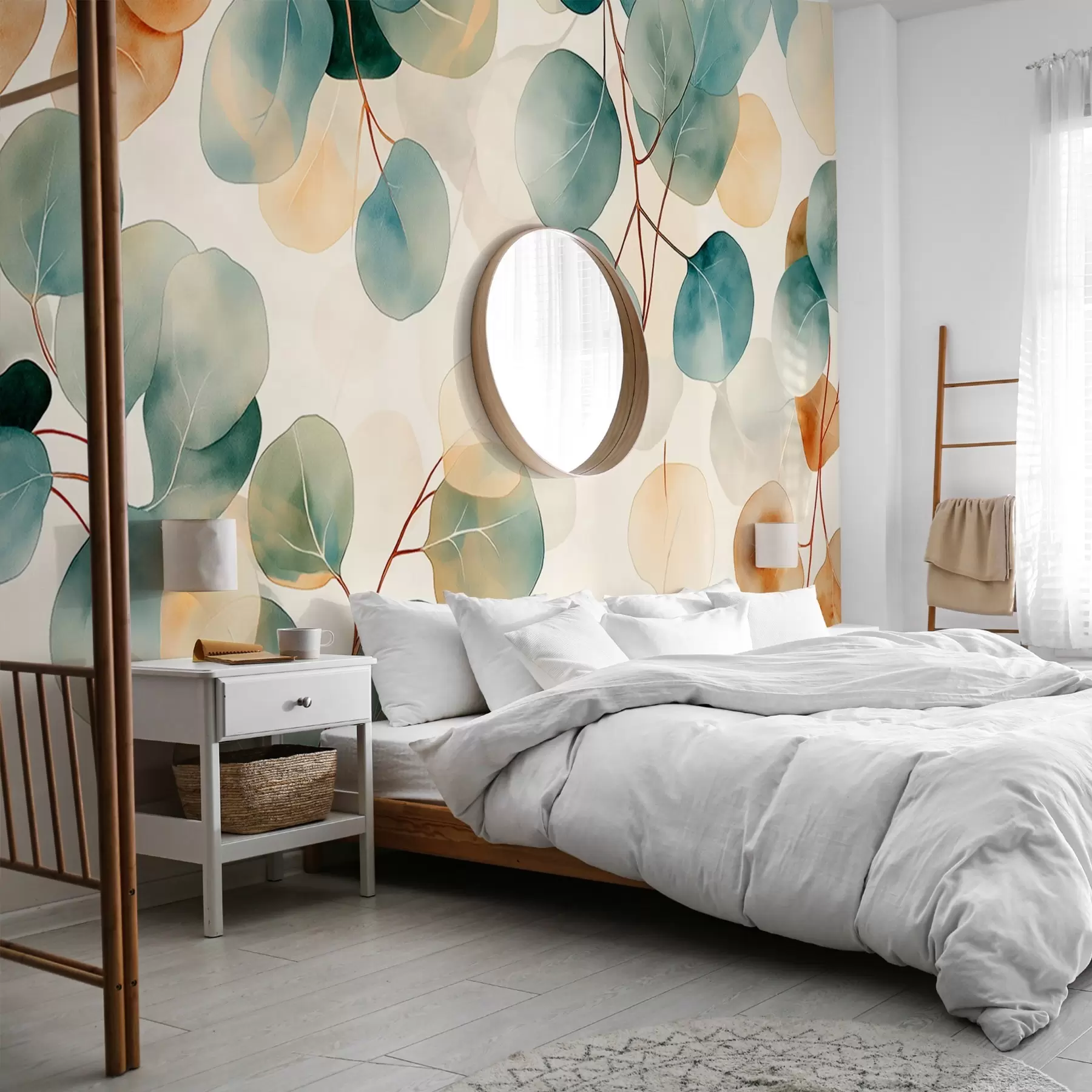 Fototapeta Rysunek eukaliptusa w stylu akwareli, delikatne pastelowe kolory, kwiatowy w02938