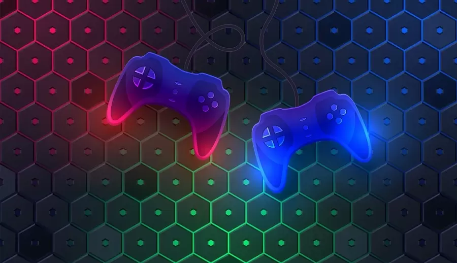 Fototapeta Tapeta z gry z joystickami w ciemnych kolorach w02904