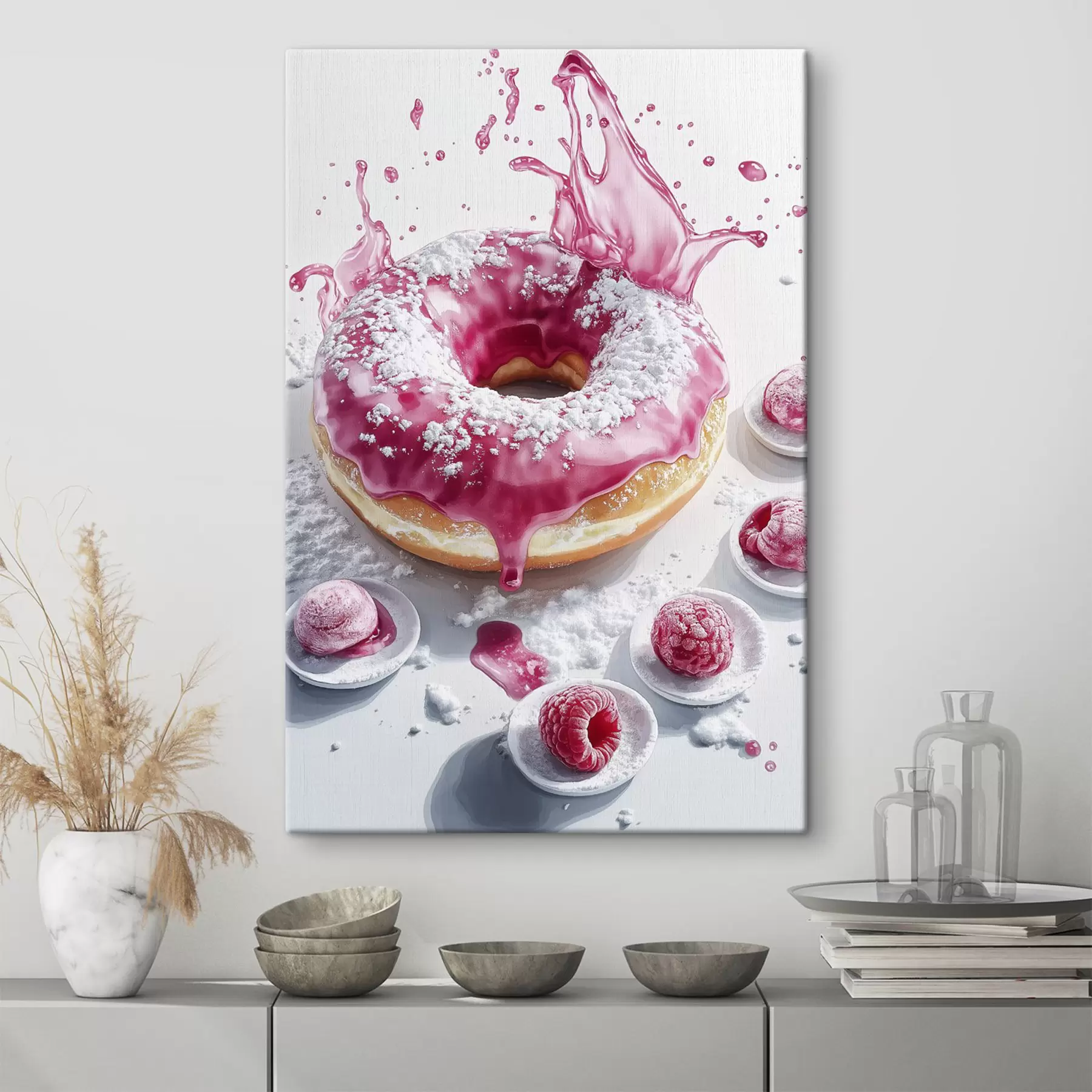 Obraz Realistyczny donat z jagodami i różową glazurą s42790