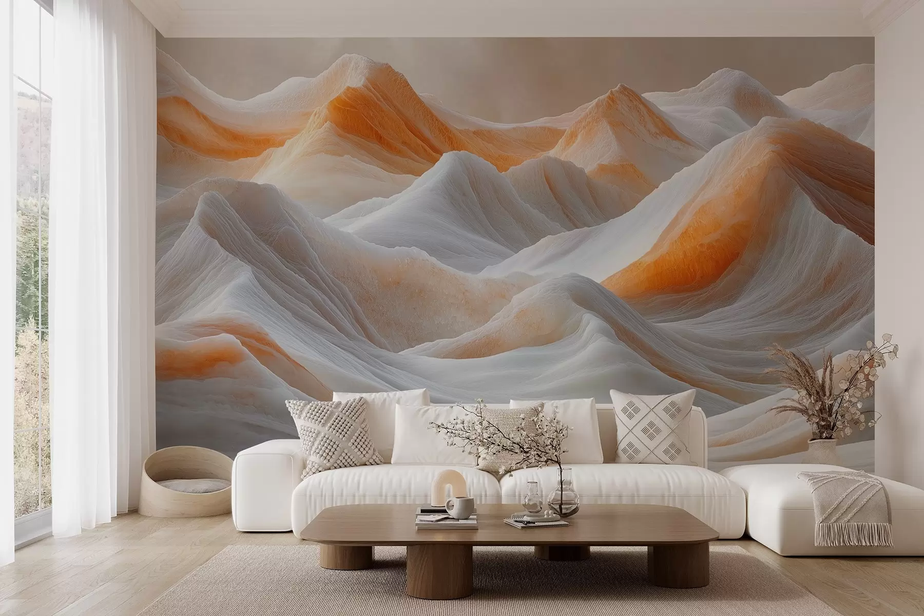 Fototapeta Górskie wzgórza w pomarańczowo-szarych odcieniach w08722