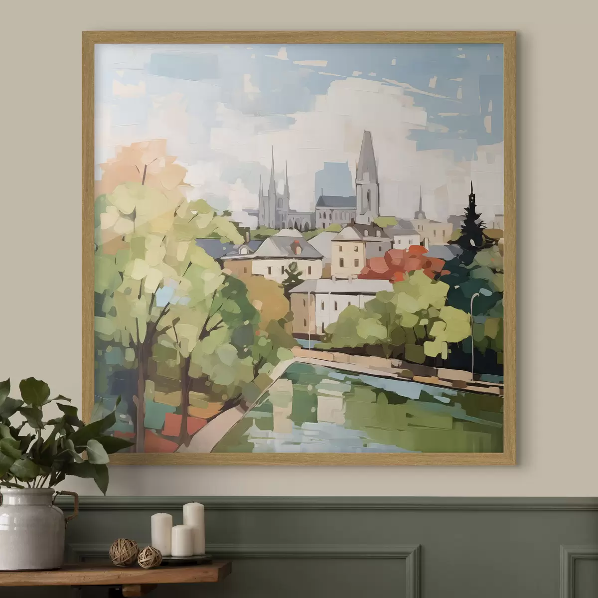 Plakat Obraz imitujący abstrakcyjny pejzaż miejski f42834