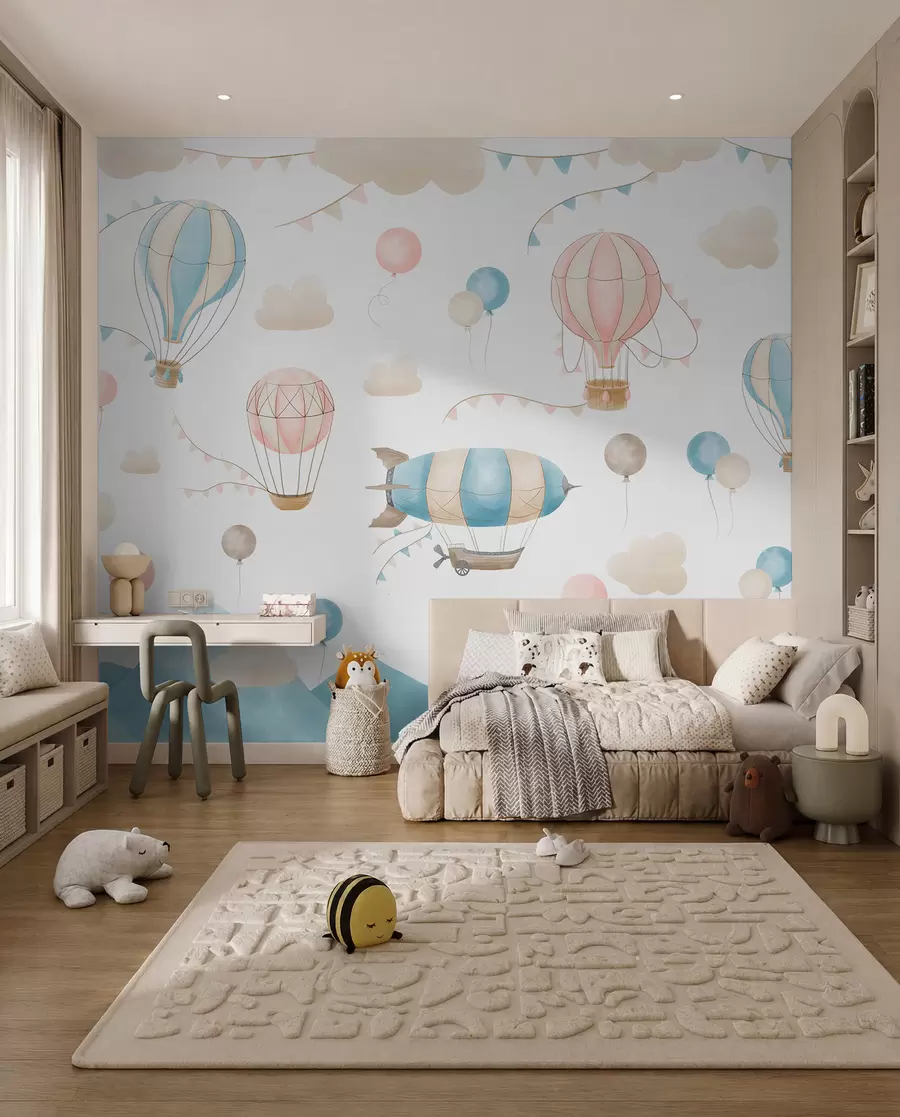 Fototapeta Dziecięcy akwarelowy wzór z balonami w08765