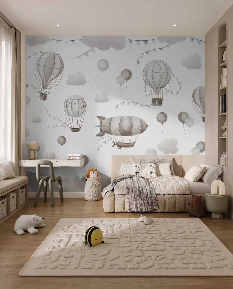 Fototapeta Dziecięcy akwarelowy wzór z balonami w08765v1