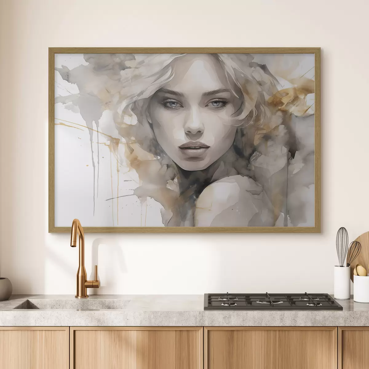 Plakat Elegancki artystyczny portret kobiety w stylu akwareli f42928
