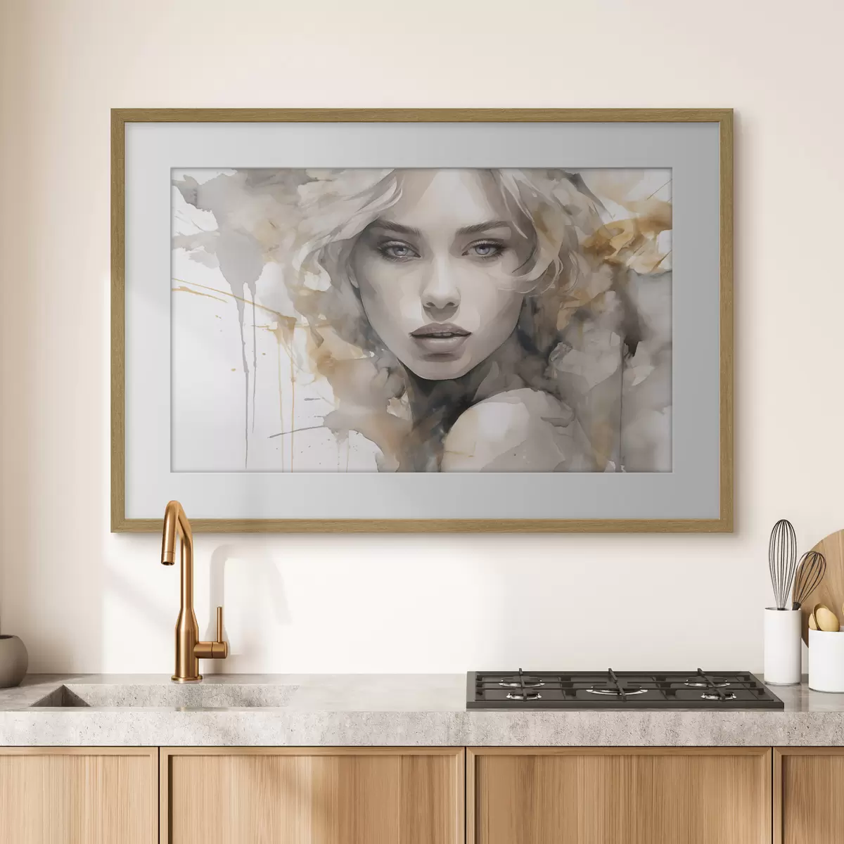 Plakat Elegancki artystyczny portret kobiety w stylu akwareli f42928