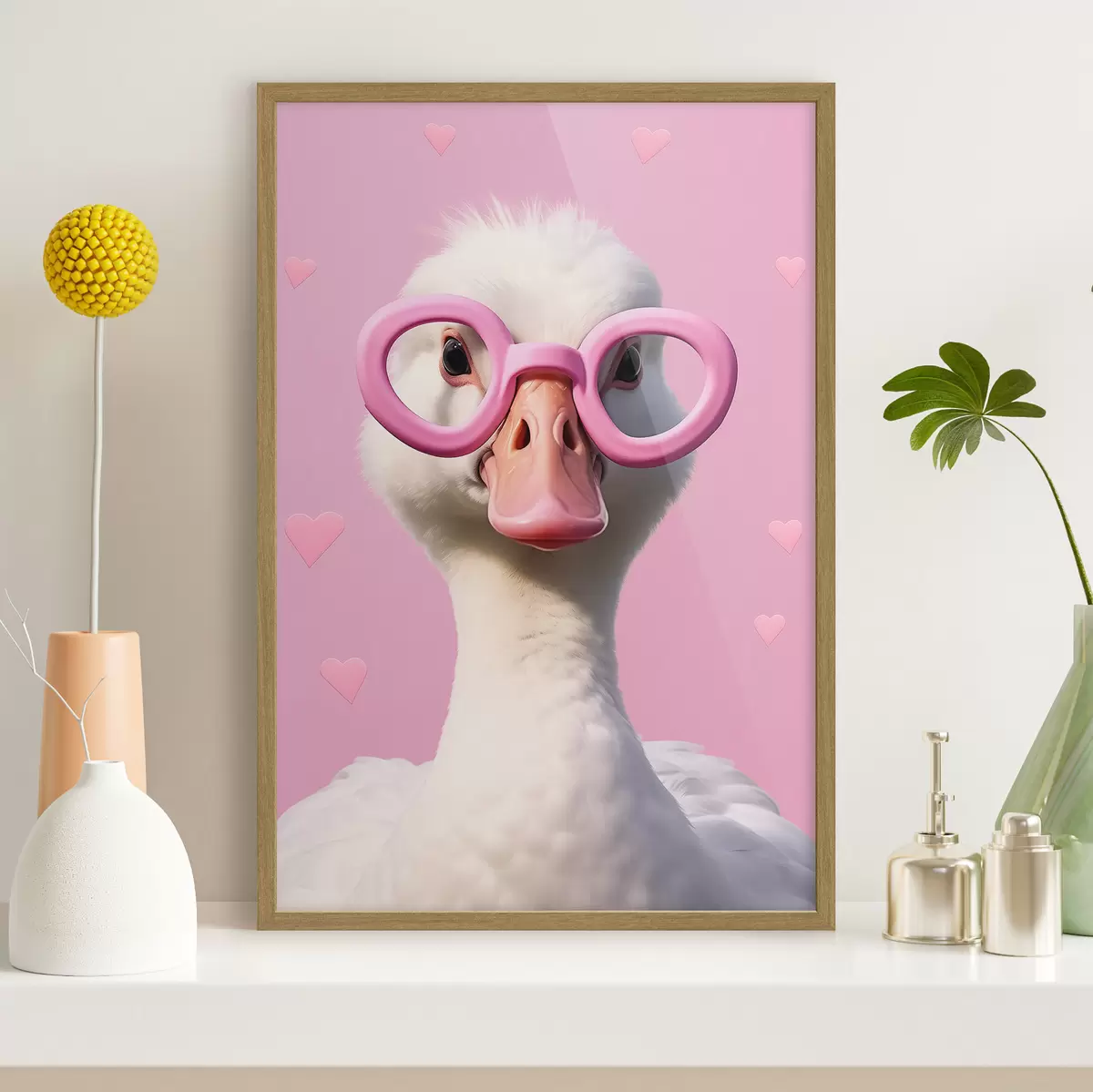 Plakat Gęś w różowych okularach f42947