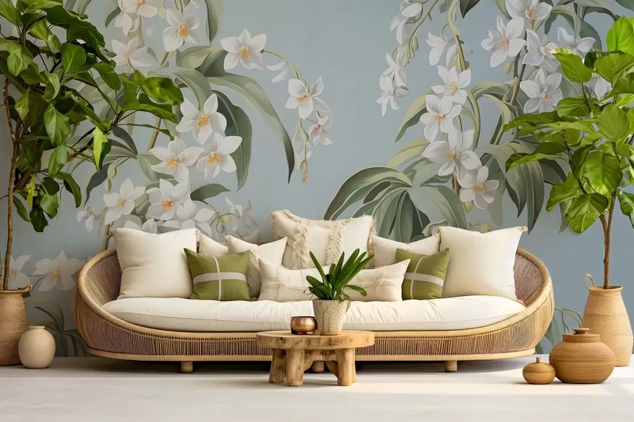 Fototapeta Narysowane kwitnące gałęzie w03204