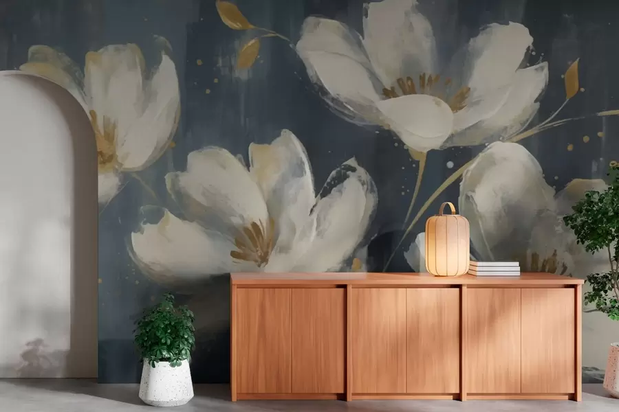 Fototapeta Duże białe kwiaty w03228