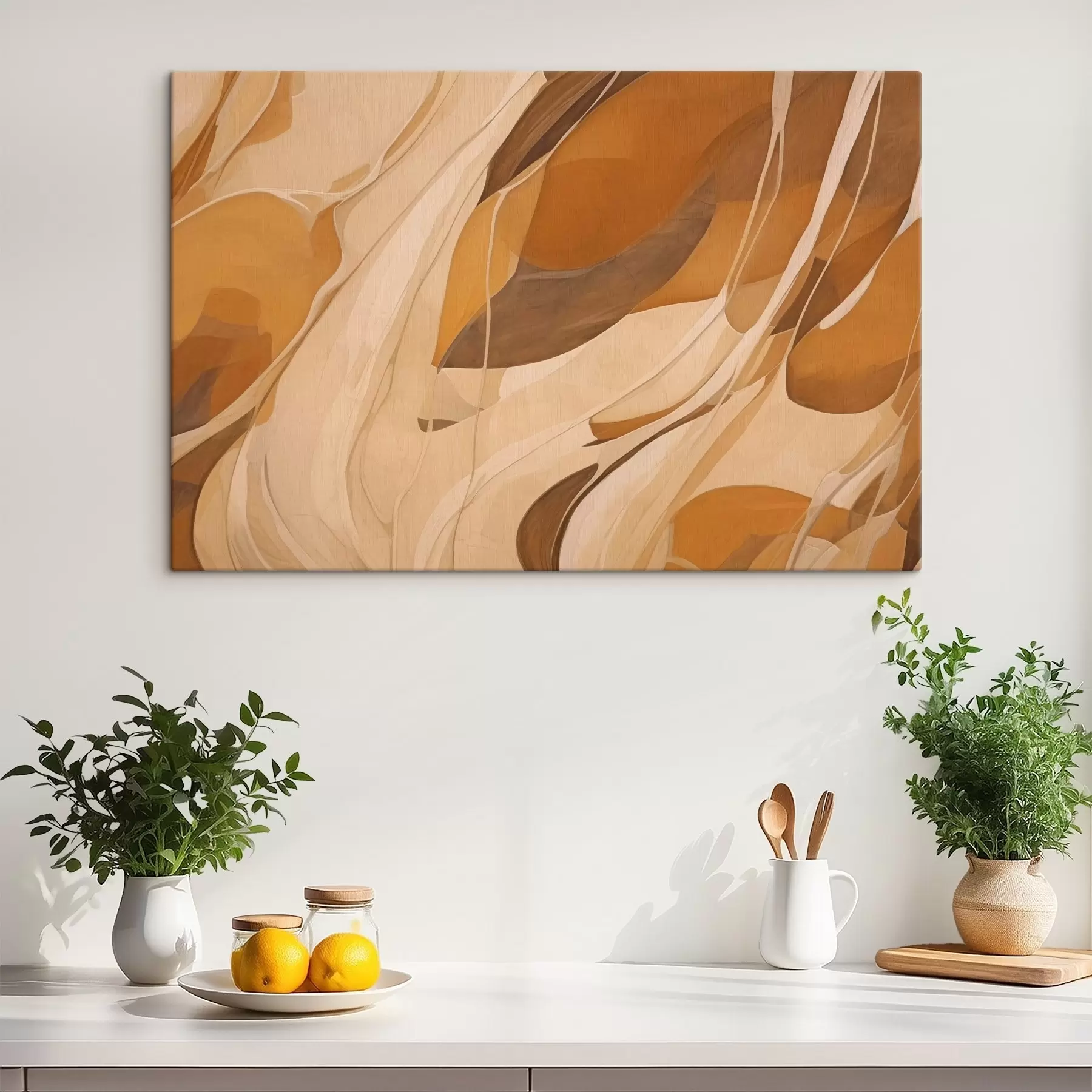 Obraz Abstrakcyjne gładkie linie w odcieniach brązu s43006