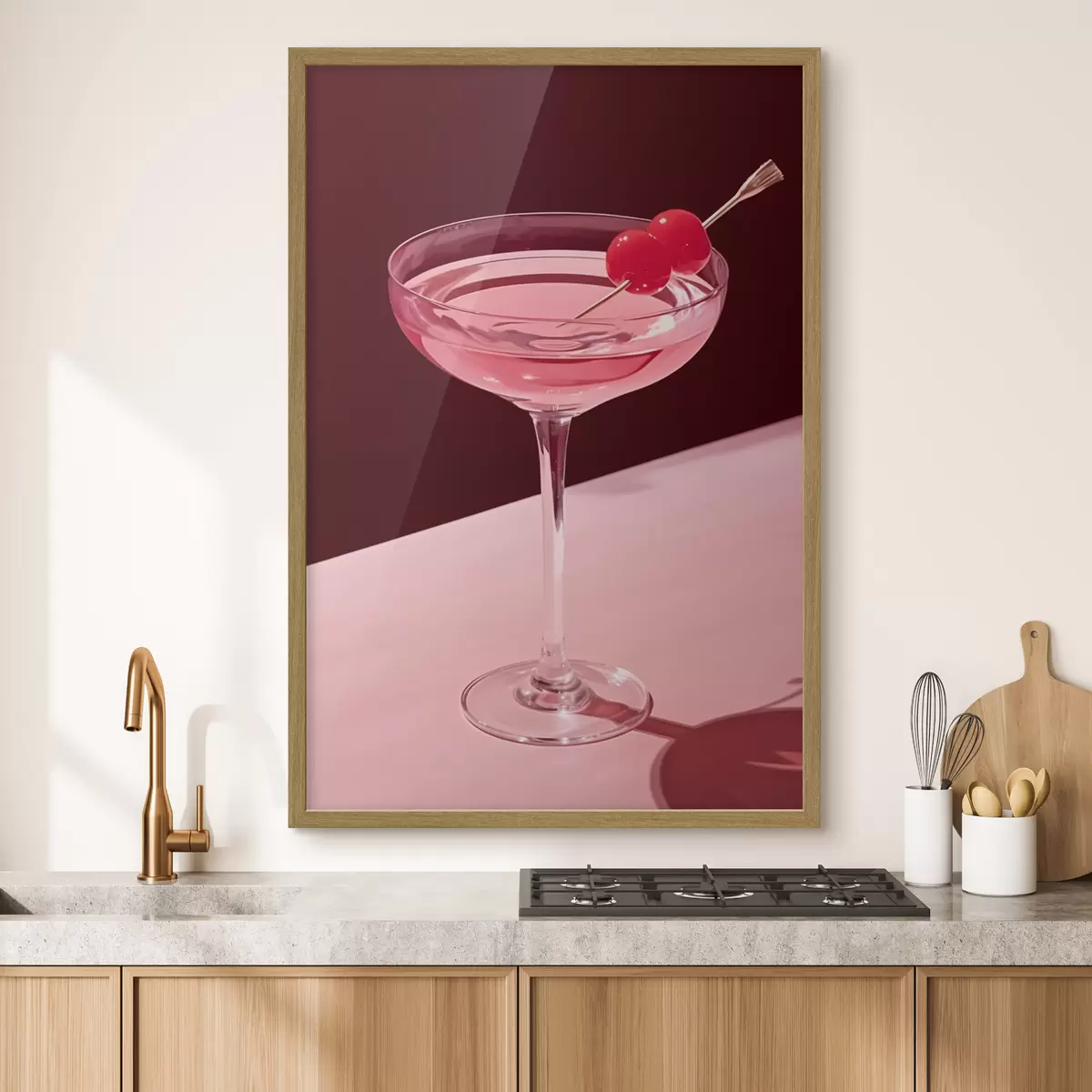 Plakat Kieliszek koktajlowy z wisienką f43016