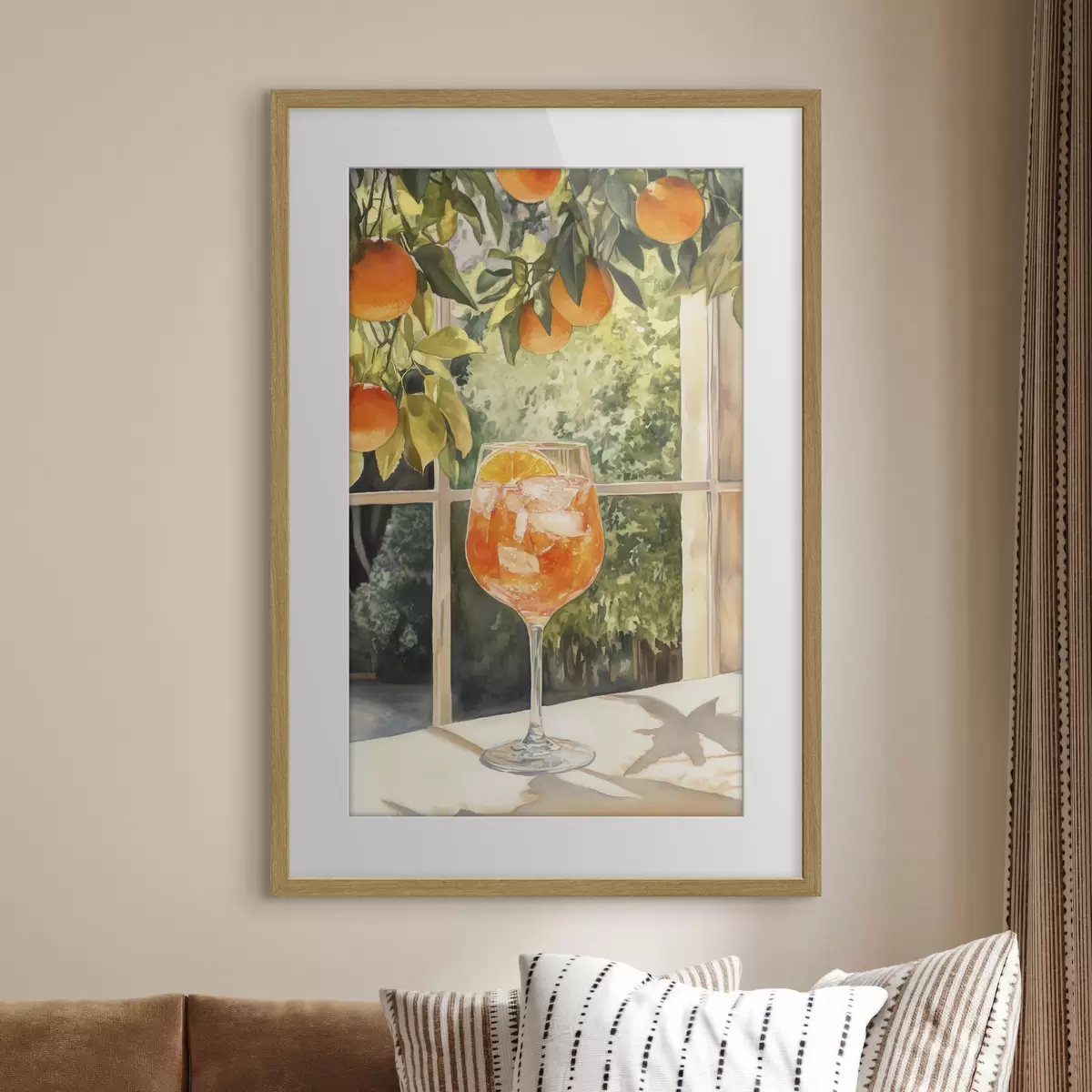 Plakat Pyszny koktajl z pomarańczami, styl rustykalny, akwarela, natura f43060