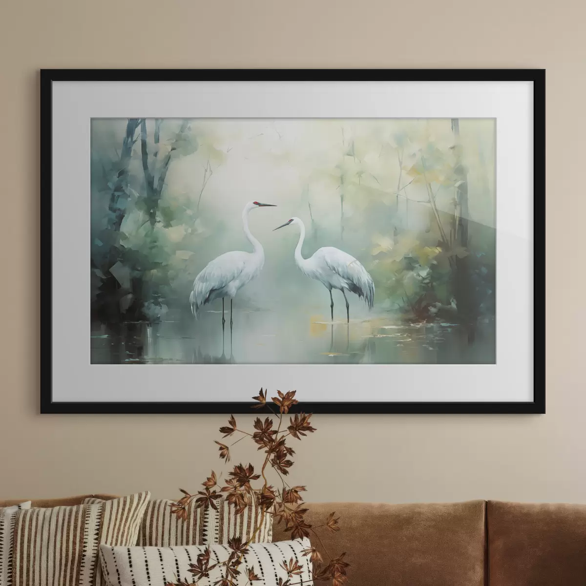 Plakat Żurawie w leśnym świetle f43166