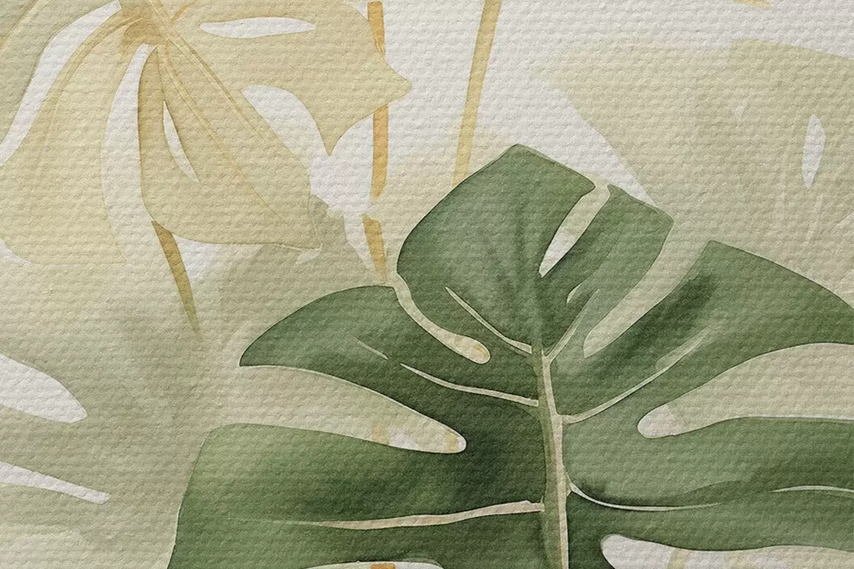 Okrągłe obrazy Liście Monstera, imitacja akwareli r43209