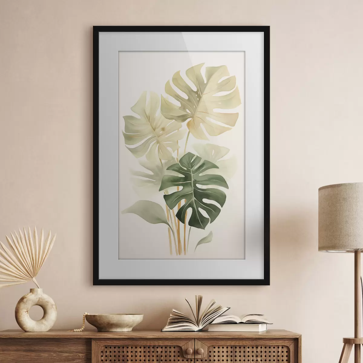 Plakat Liście Monstera, imitacja akwareli f43209