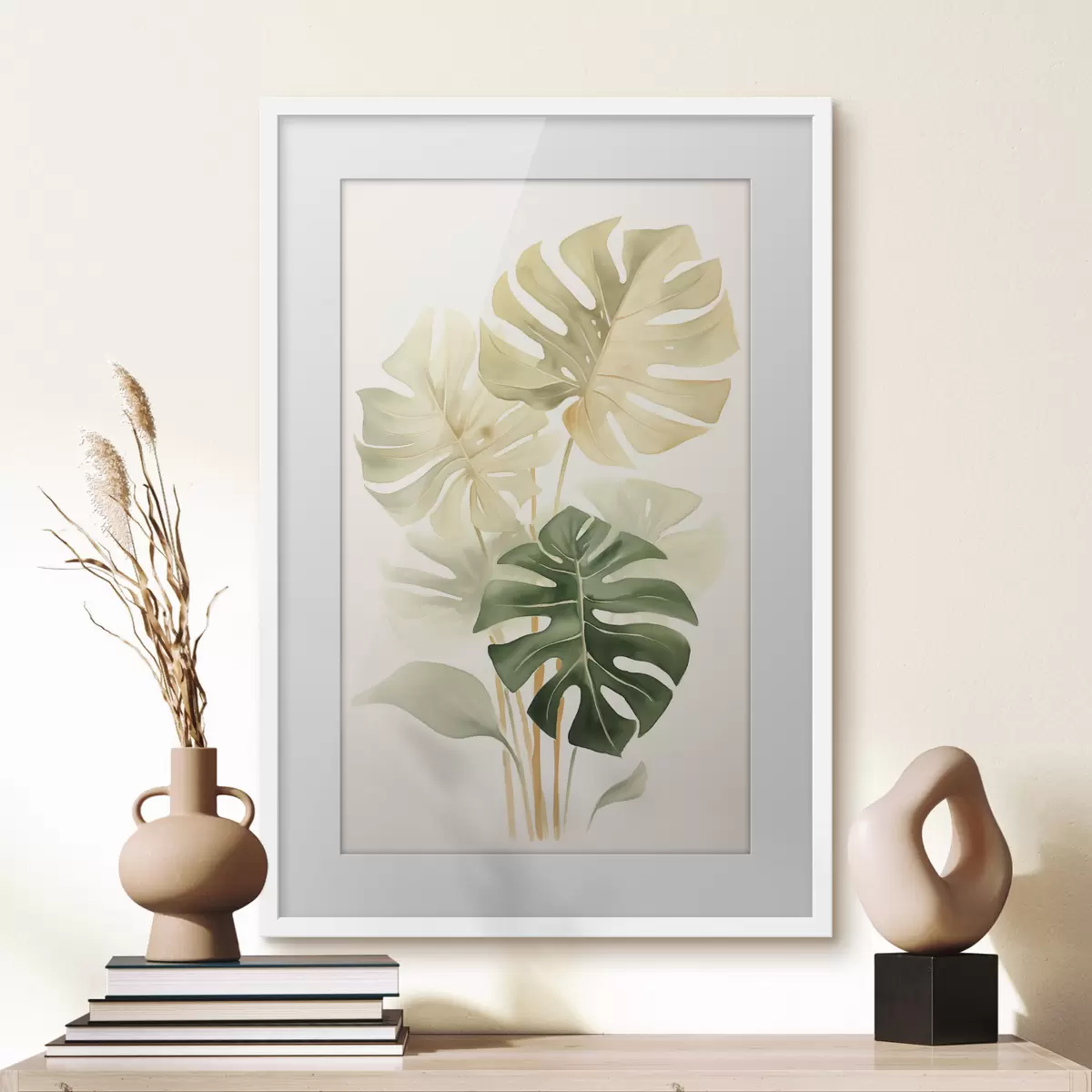 Plakat Liście Monstera, imitacja akwareli f43209