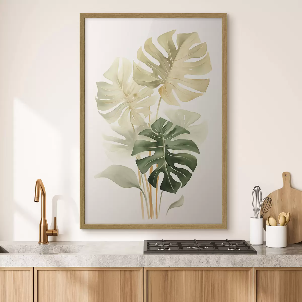 Plakat Liście Monstera, imitacja akwareli f43209