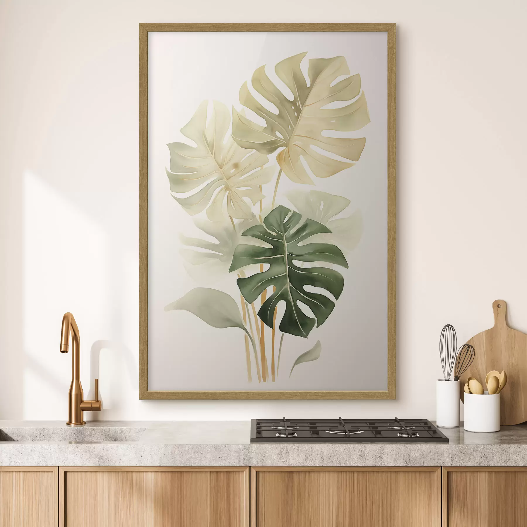 Fototapeta Liście Monstera, imitacja akwareli f43209