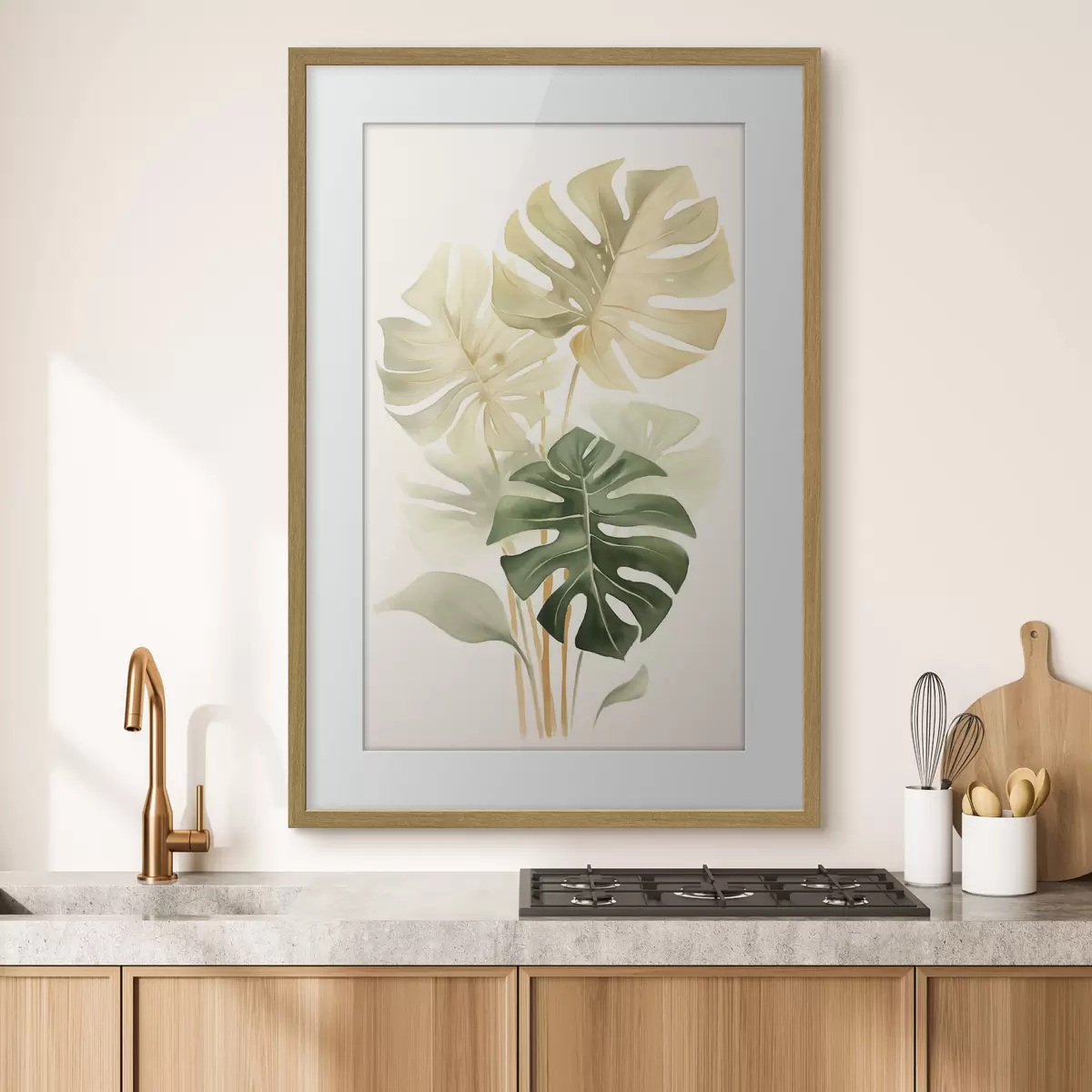 Plakat Liście Monstera, imitacja akwareli f43209