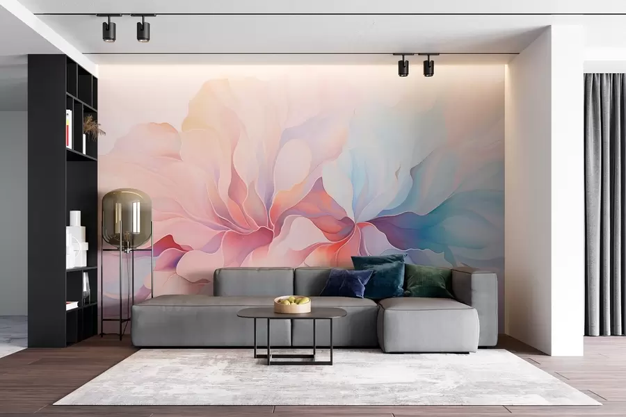 Fototapeta Abstrakcyjny kwiatowy wzór w delikatnych odcieniach różu i błękitu w08873