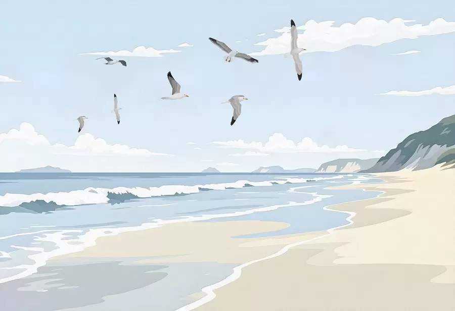 Fototapeta Pejzaż morski namalowany farbą olejną w03338