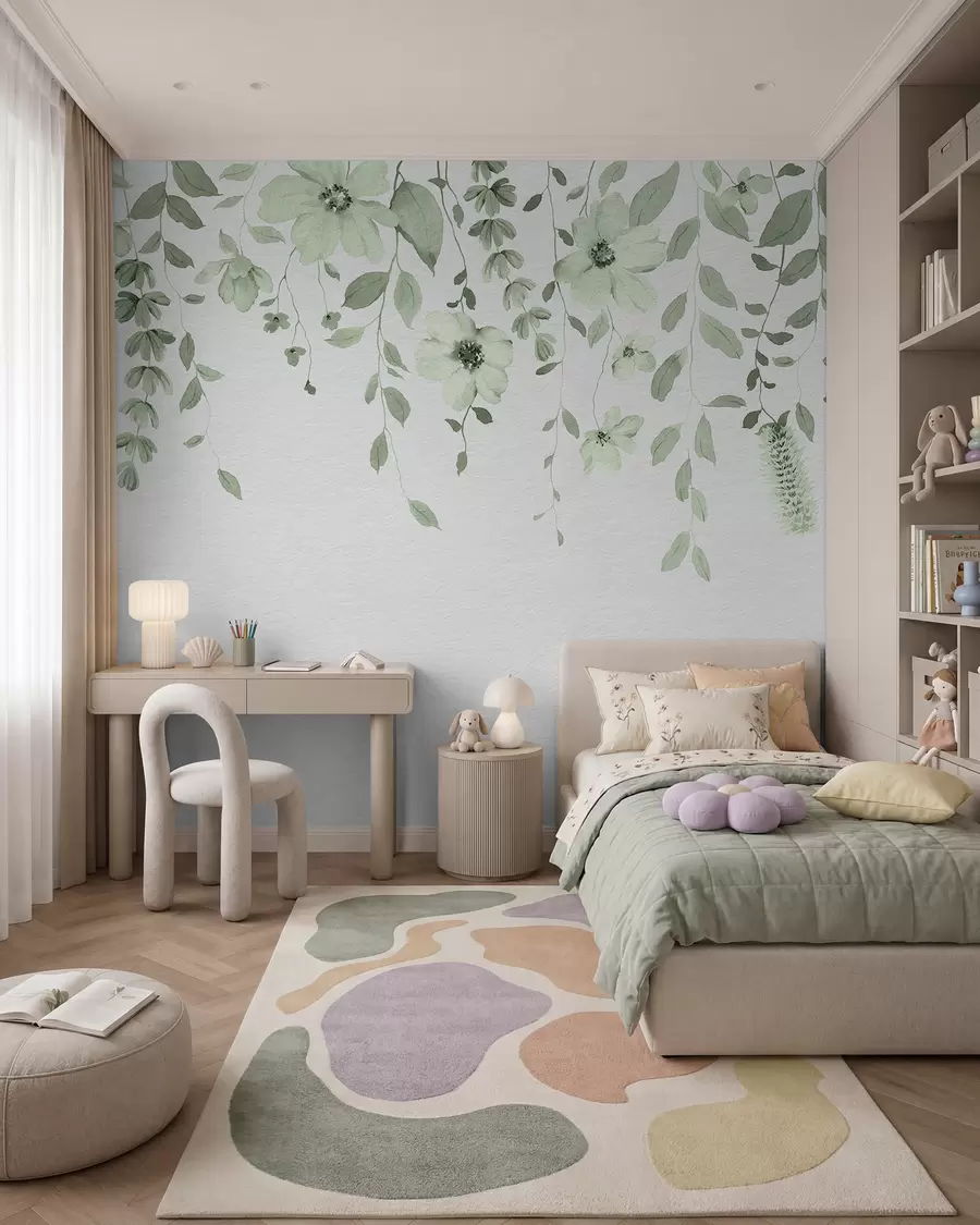 Fototapeta Zwisające kwiaty w zieleni w03315v2