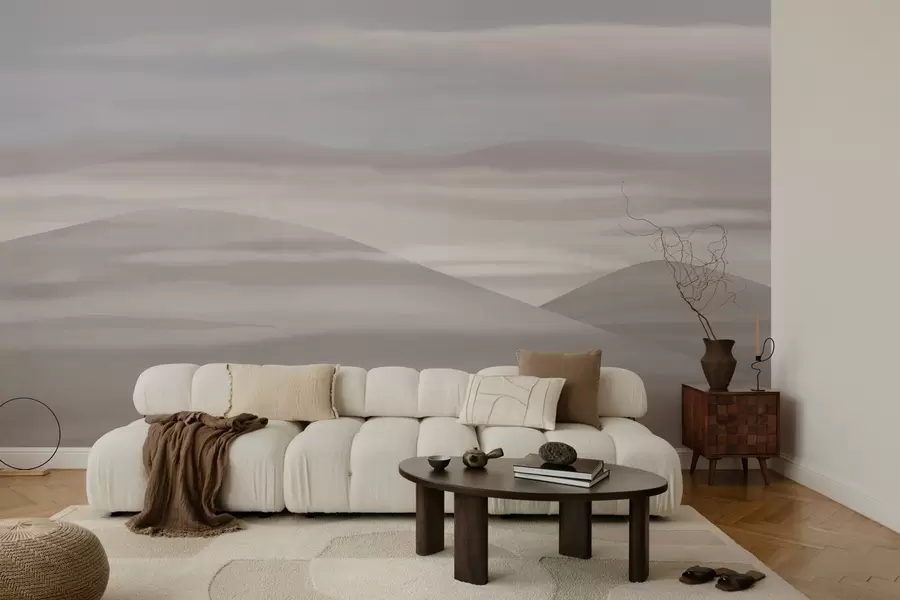 Fototapeta Wzgórza i chmury, spokojny krajobraz w03288