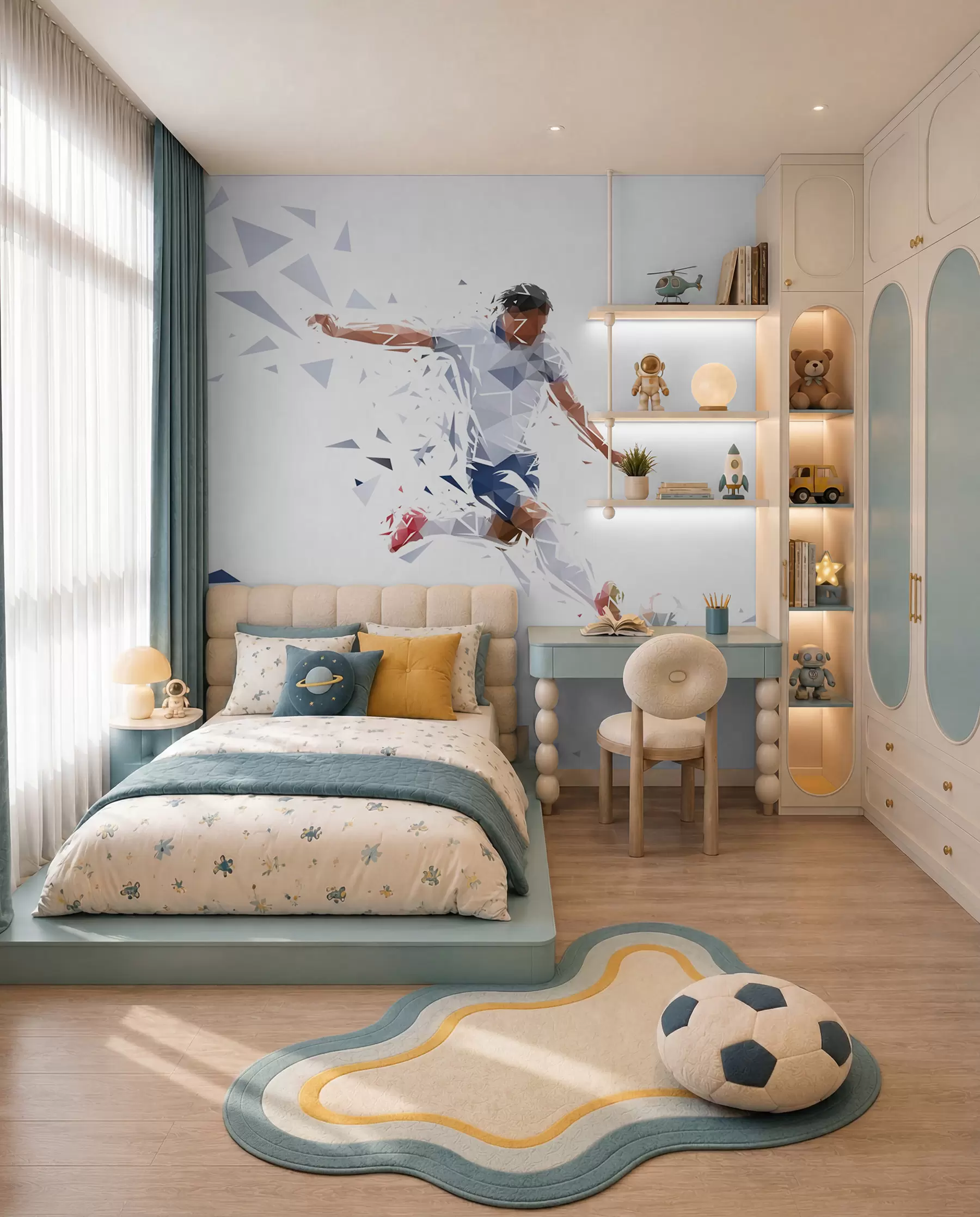 Fototapeta Piłkarz w kanciastych formach w03289