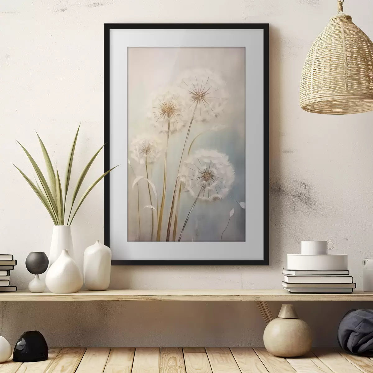 Plakat Delikatne mlecze na pastelowym tle f43279