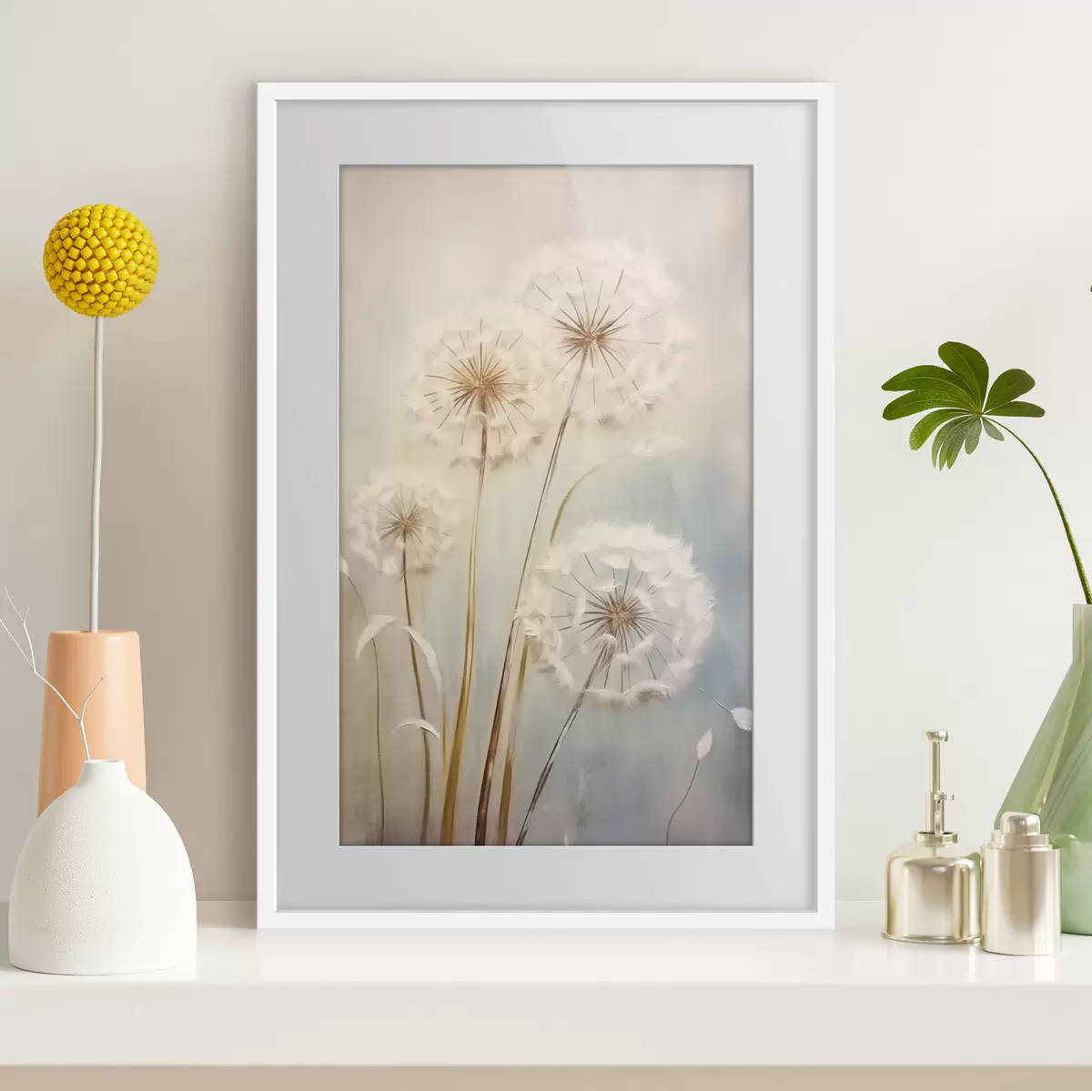 Plakat Delikatne mlecze na pastelowym tle f43279
