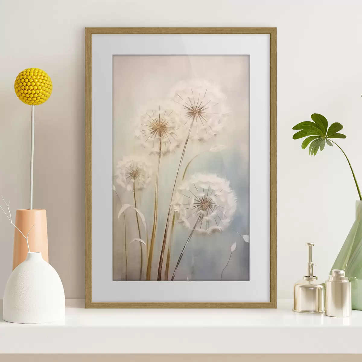 Plakat Delikatne mlecze na pastelowym tle f43279
