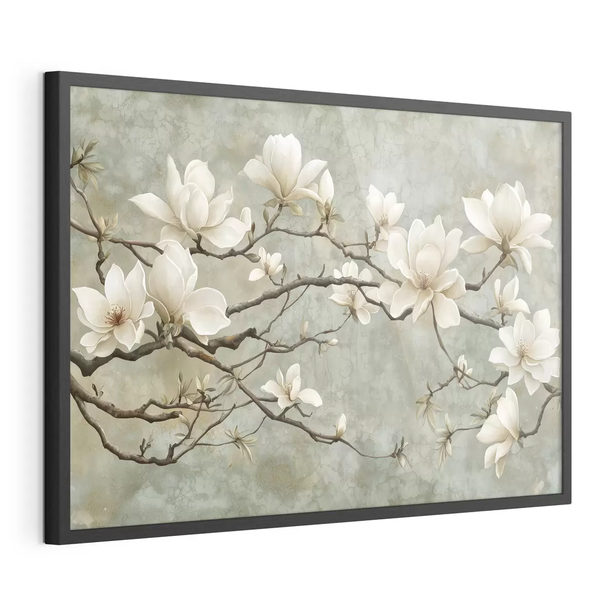 Plakat Gałązka magnolii na pastelowym grunge'owym tle f43322
