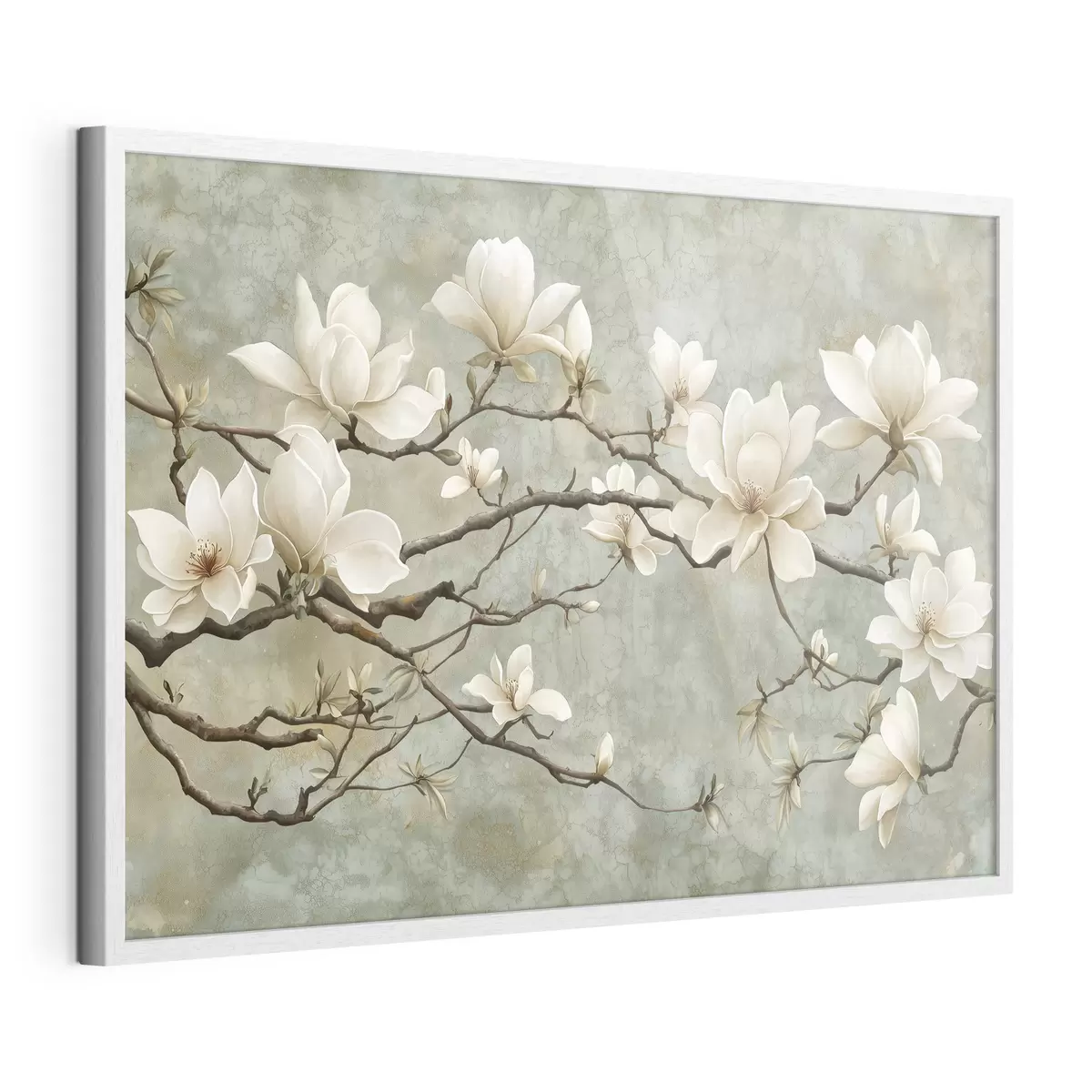 Plakat Gałązka magnolii na pastelowym grunge'owym tle f43322