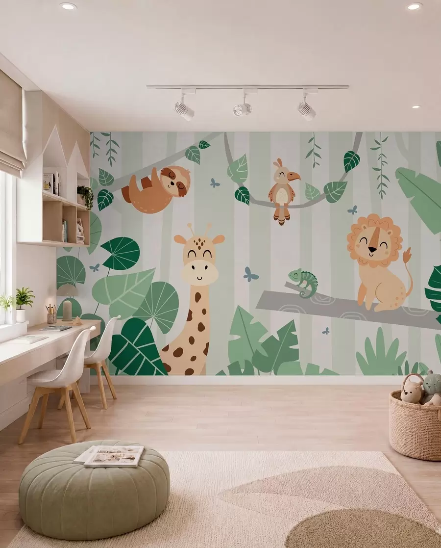 Fototapeta Krajobraz z tropikalnymi zwierzętami w03376v1
