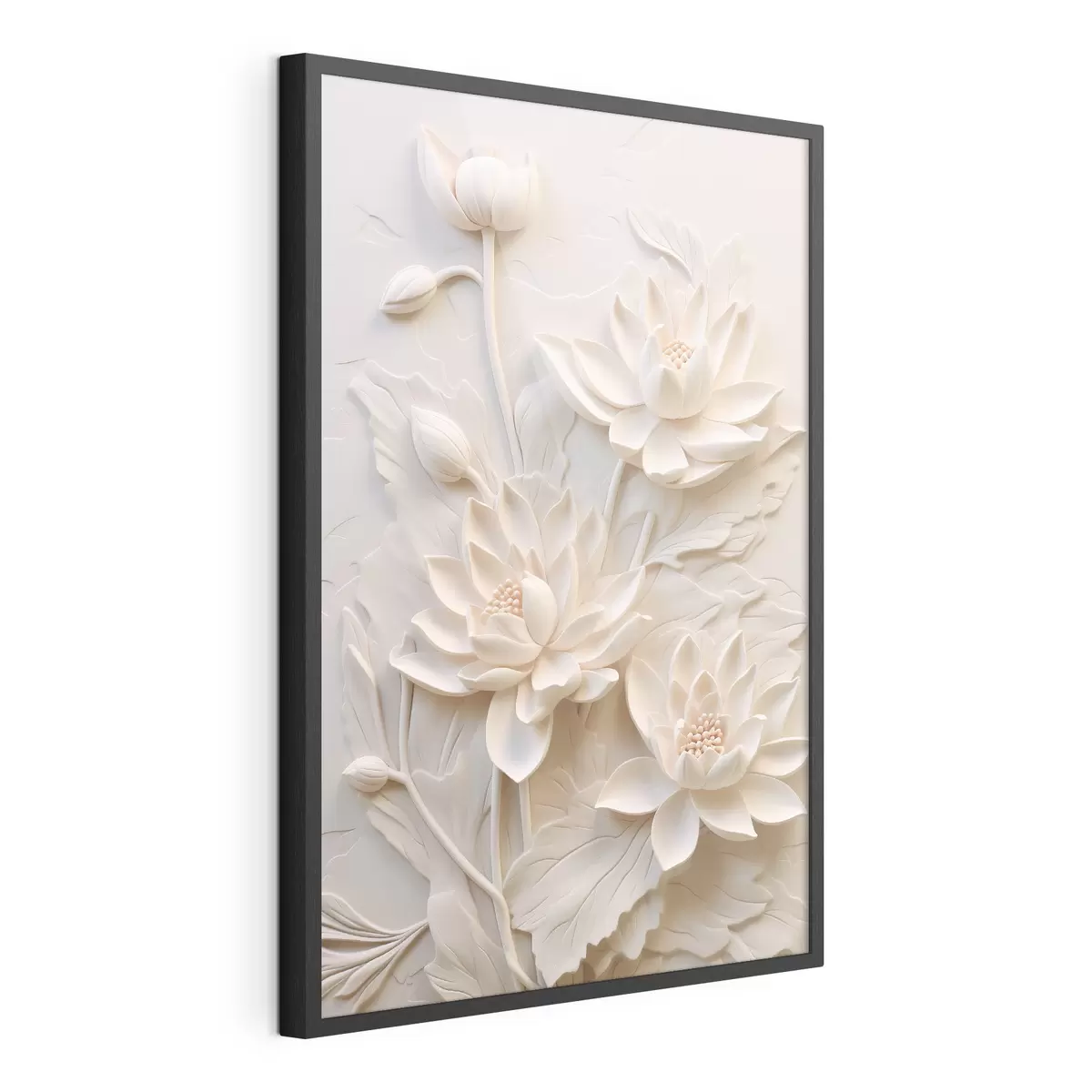 Plakat Biała listwa, imitacja, kwiaty f43334