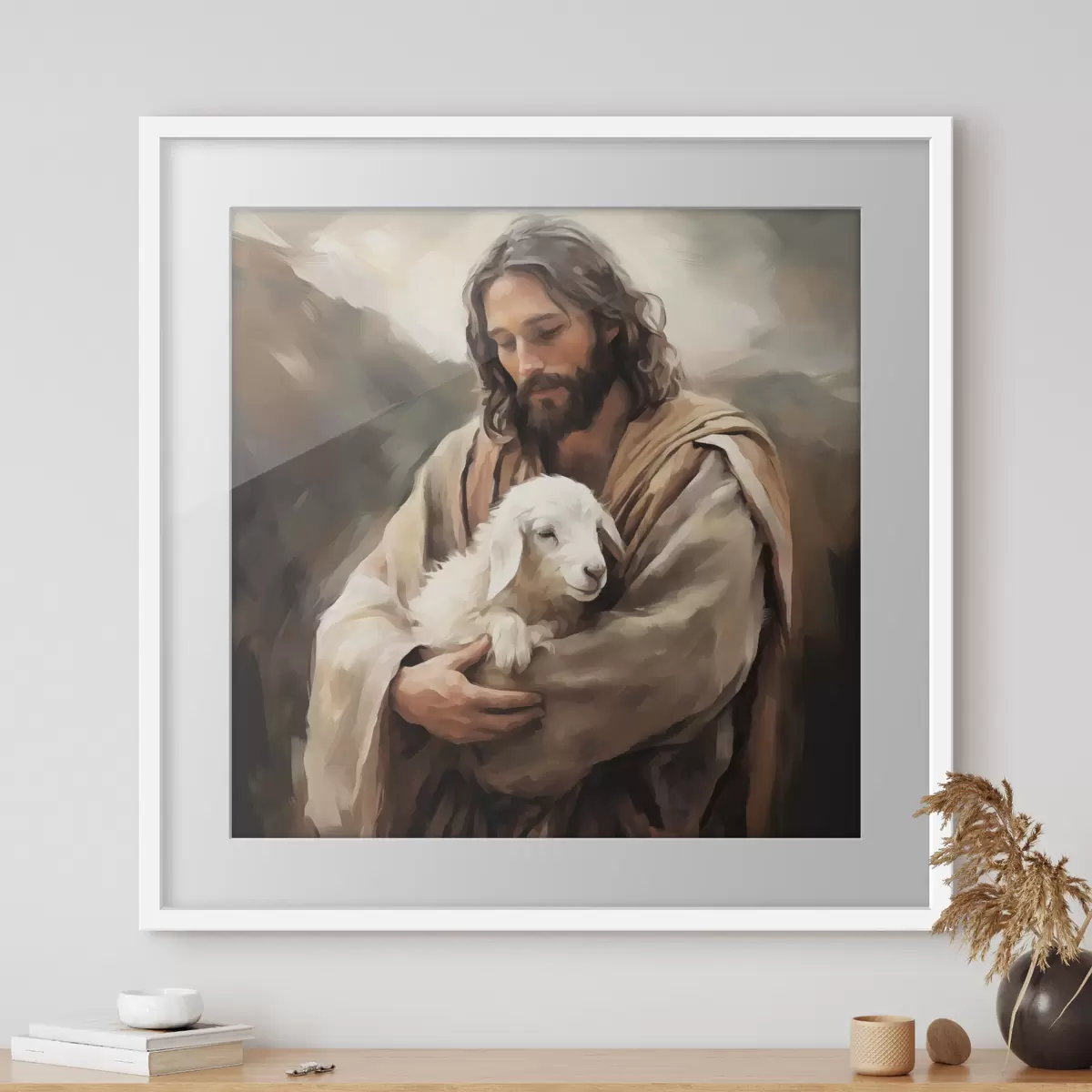 Plakat Jezus z barankiem f43356