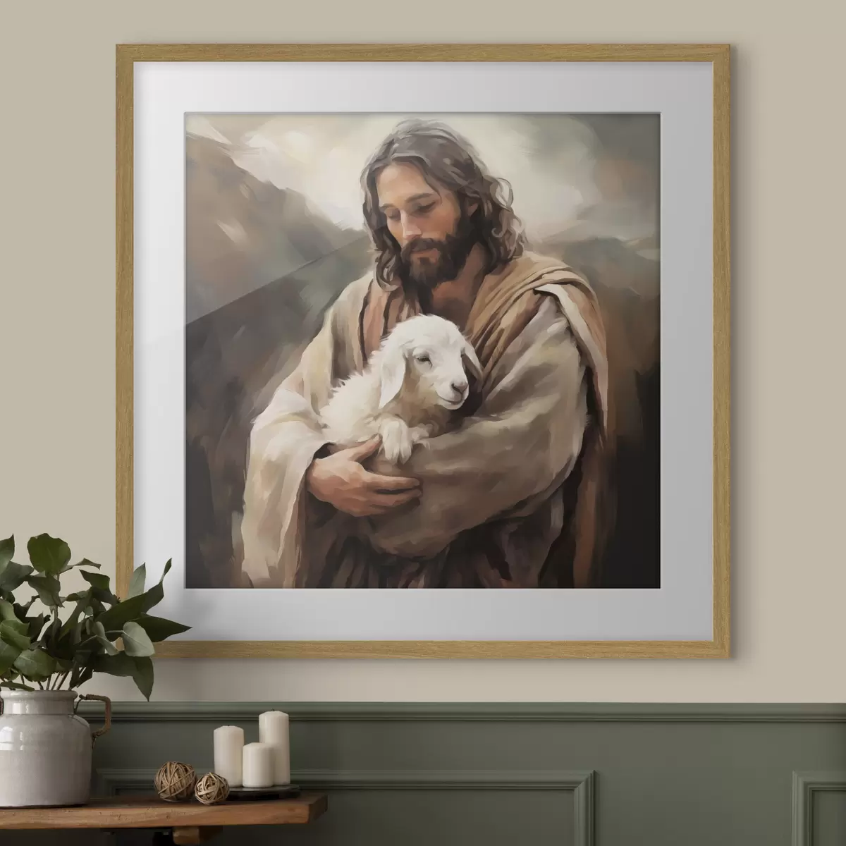 Plakat Jezus z barankiem f43356