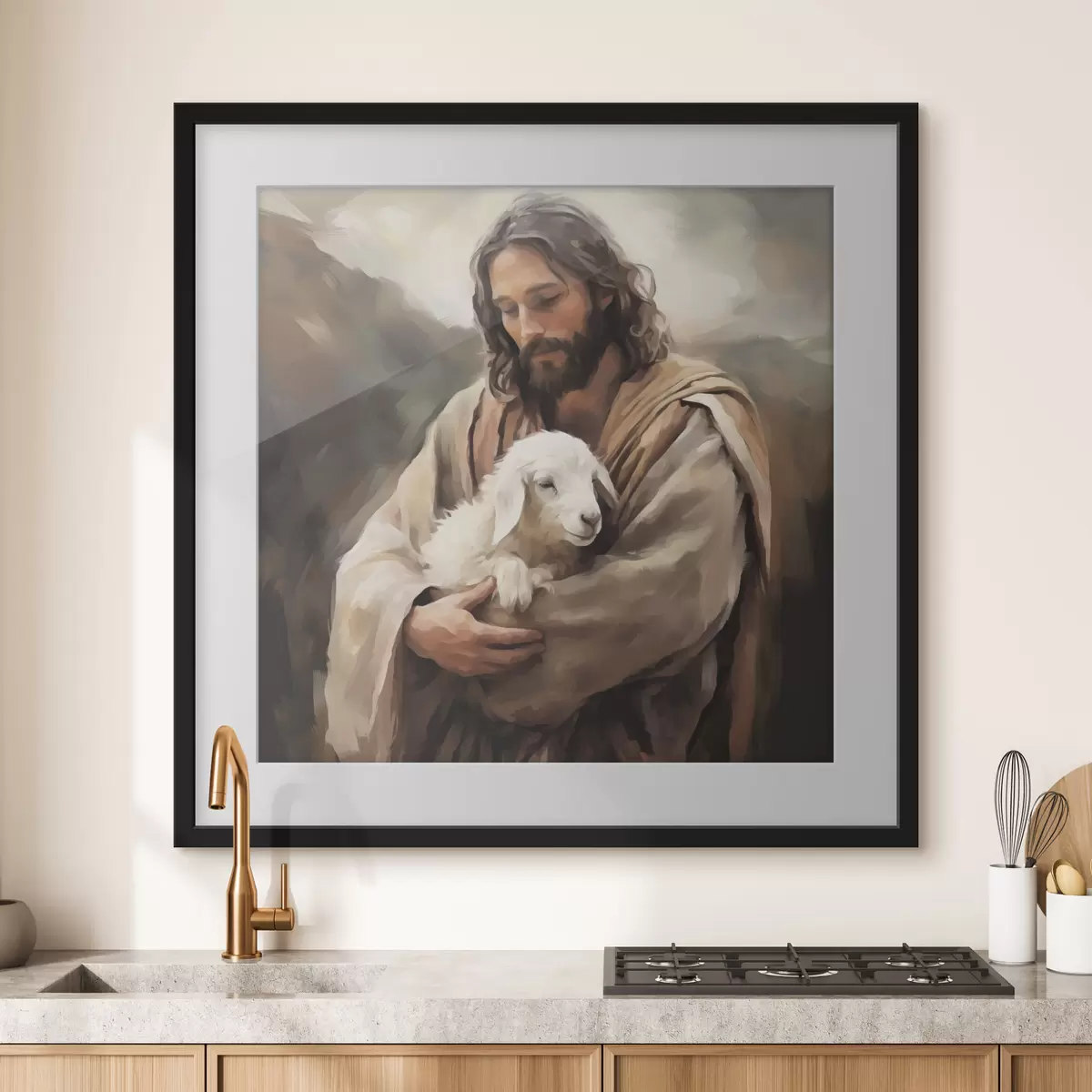 Plakat Jezus z barankiem f43356