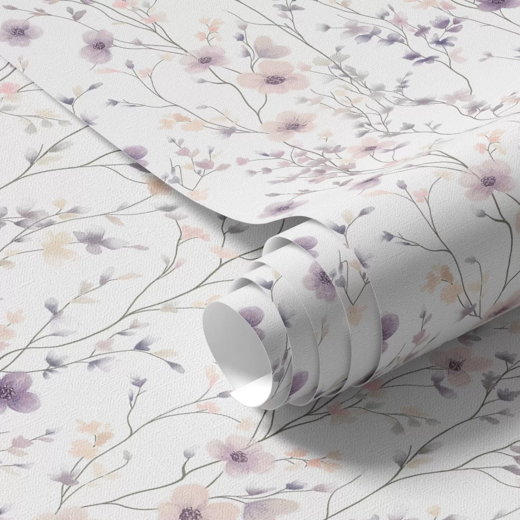 Fototapeta Małe polne kwiaty o cienkich łodygach na jasnym tle a00003