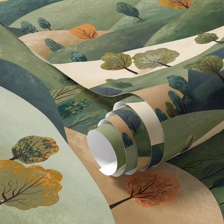 Fototapeta Zabawne wzgórza z drzewami a00091