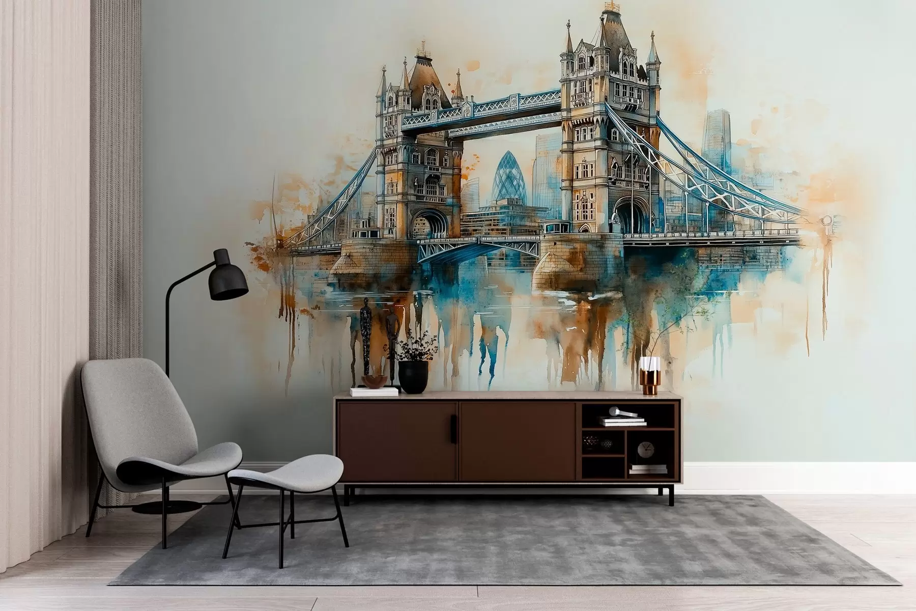 Fototapeta Tower Bridge w technice malarstwa akwarelowego  w03396