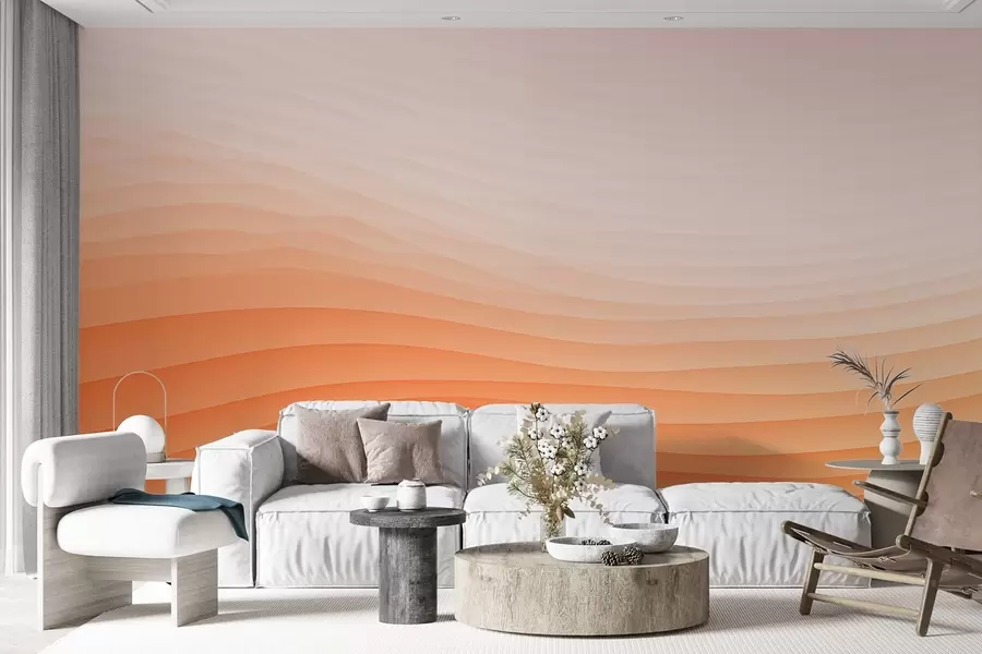 Fototapeta Pomarańczowy i biały gradient w falistym stylu w08943