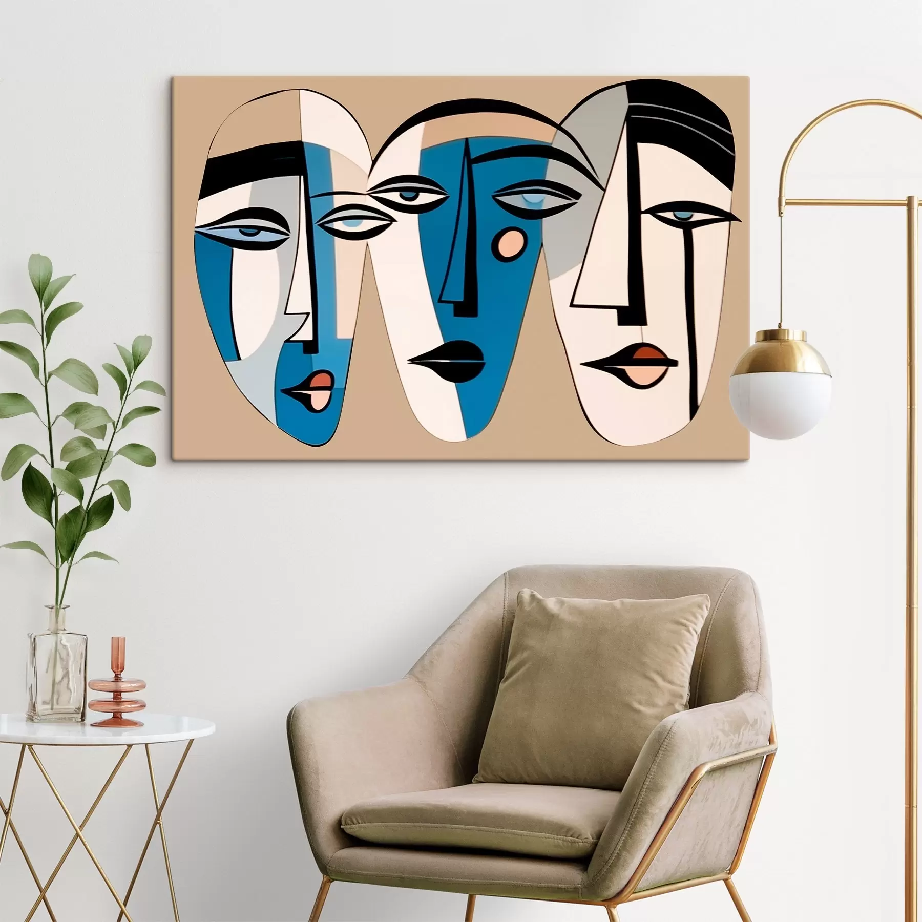 Obraz Abstrakcyjny portret kota w geometrycznym stylu s43526