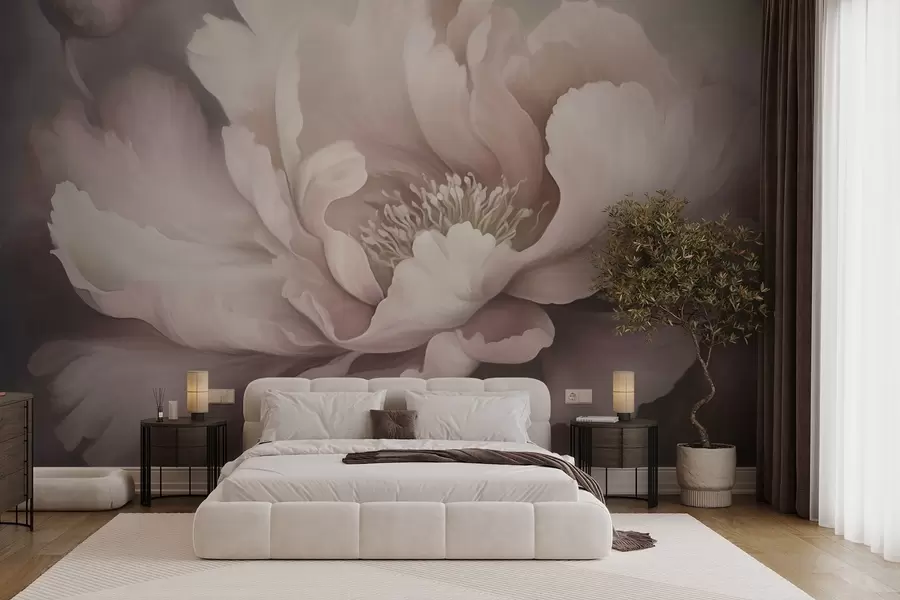 Fototapeta Pastelowy kwiat piwonii na mglistym tle w03600v1