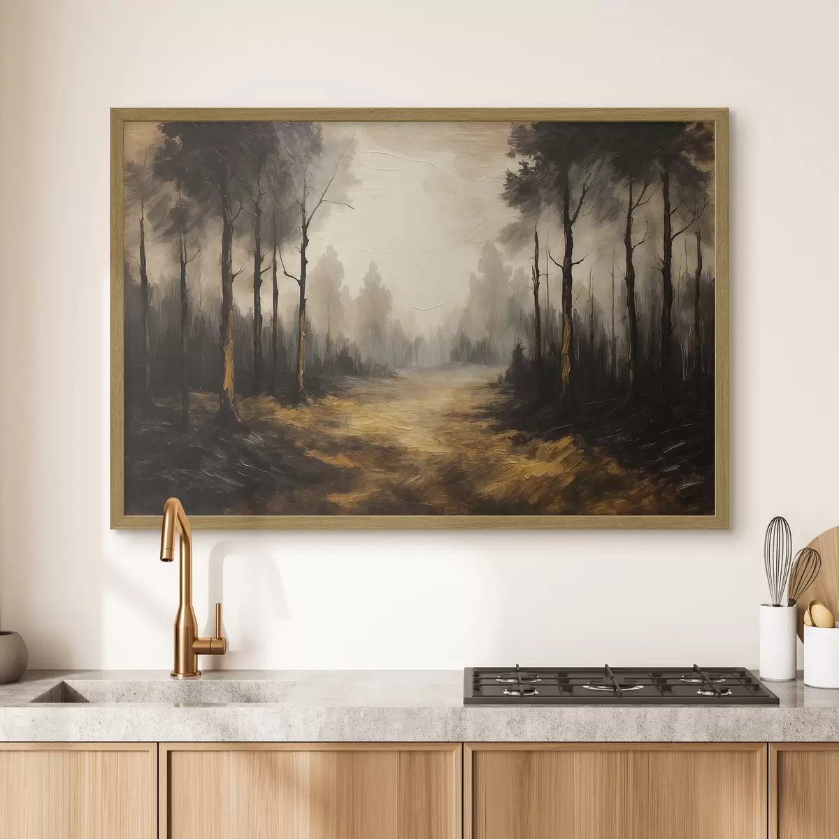 Plakat Czarny las w stylu malarstwa akrylowego f43448